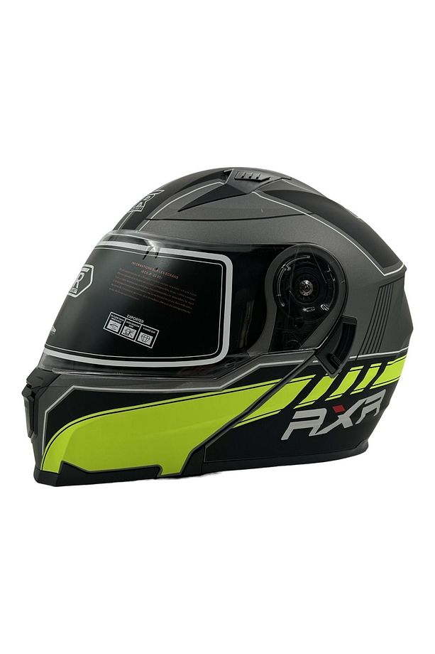 Kask Çene Açılır Fosforlu Sarı Gri JK-908 - 1