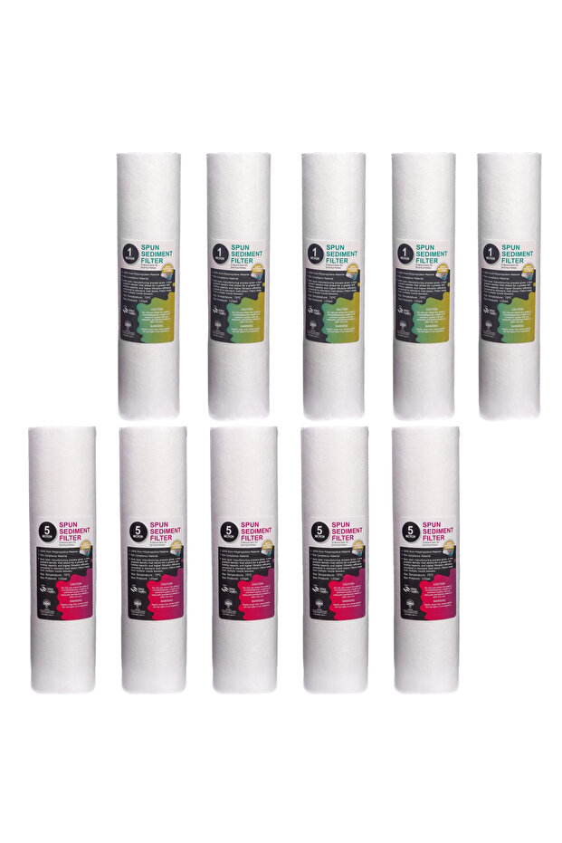 10 Adet Açık Kasa Su Arıtma Filtre 1-5 Mikron Sediment Spun Filtre - 1