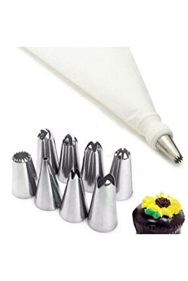 Cream Piping Bag Set 10-Piece Cake Cream Decorating Bag with Stainless Steel Tips