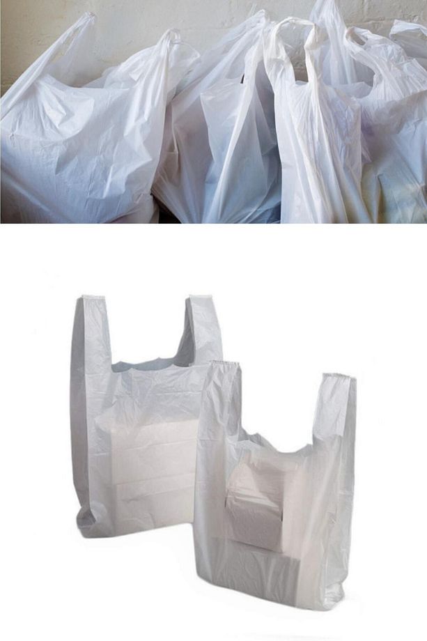 Kalın Kırık Beyaz Poşet Büyük Boy 5 Kg Hışır Atlet Poşet Market Manav Poşeti Çöp Poşeti - 5