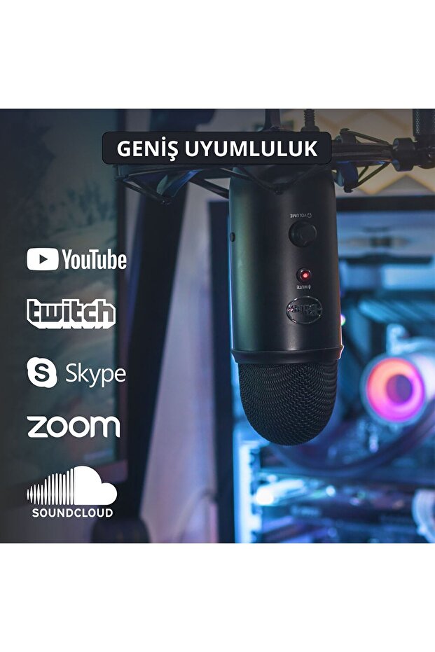 Usb Yayıncı Mikrofonu - Mavi - 4