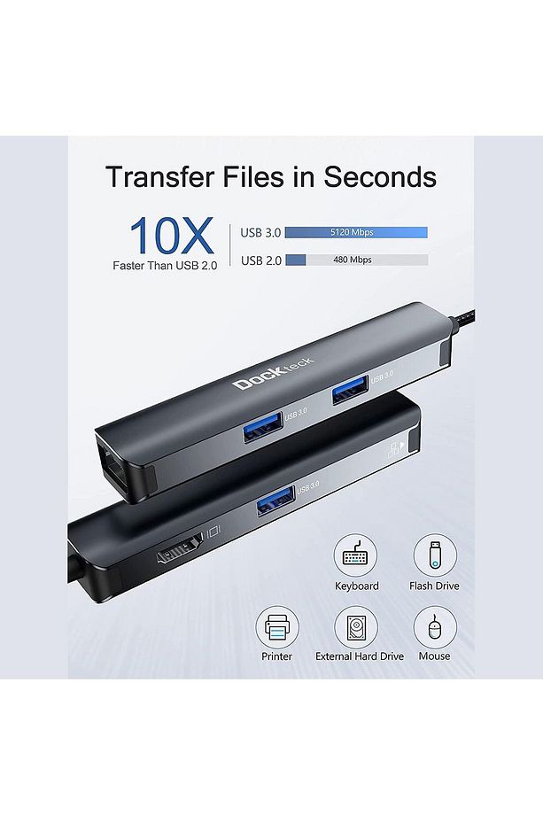 DD0002 HDMI Ethernet 3xUSB 3.0 5 in 1 Multiport USB C Hub - 3