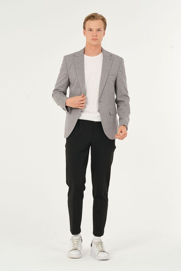 Gray Slimfit Classic Lined Regular Blazer Jacket - 4
