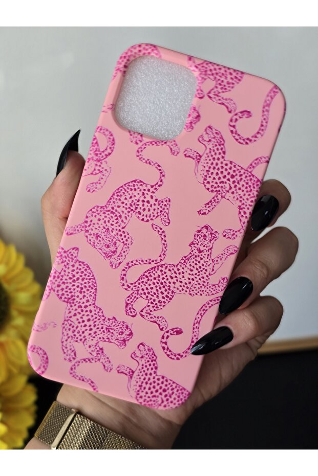 حافظة إطلاق بنمط الفهد الوردي المتوافقة مع هاتف Iphone 12 / 12 Pro - 1