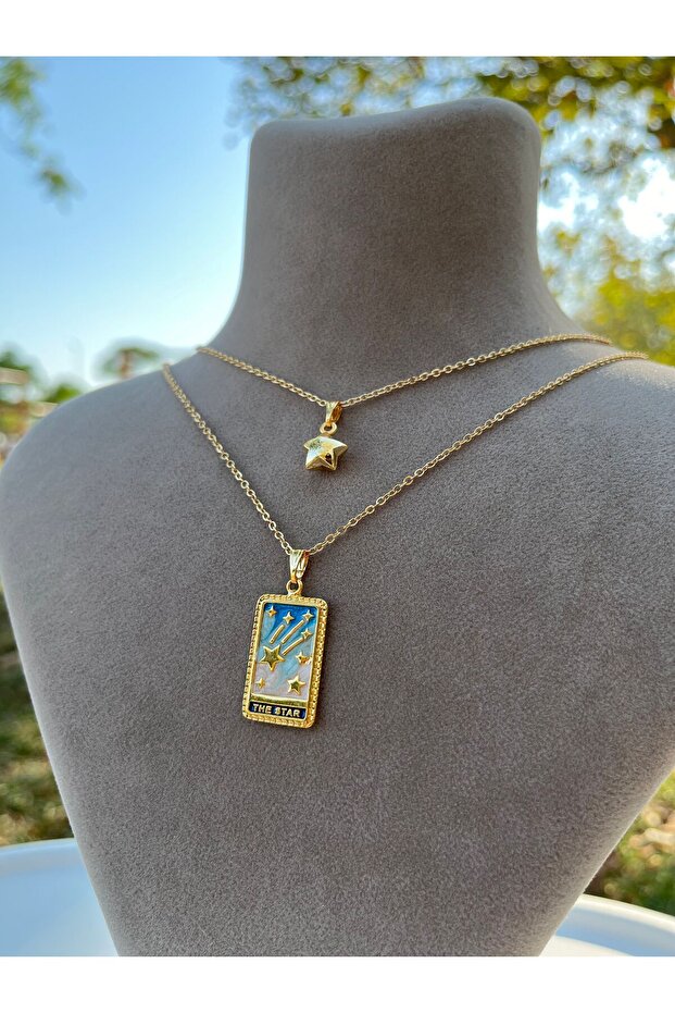Women's Gold the Star Tarot Necklace Set