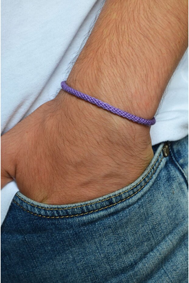Men's Lilac Friendship Bracelet, Handmade Friendship Bracelet - Adjustable and Durable