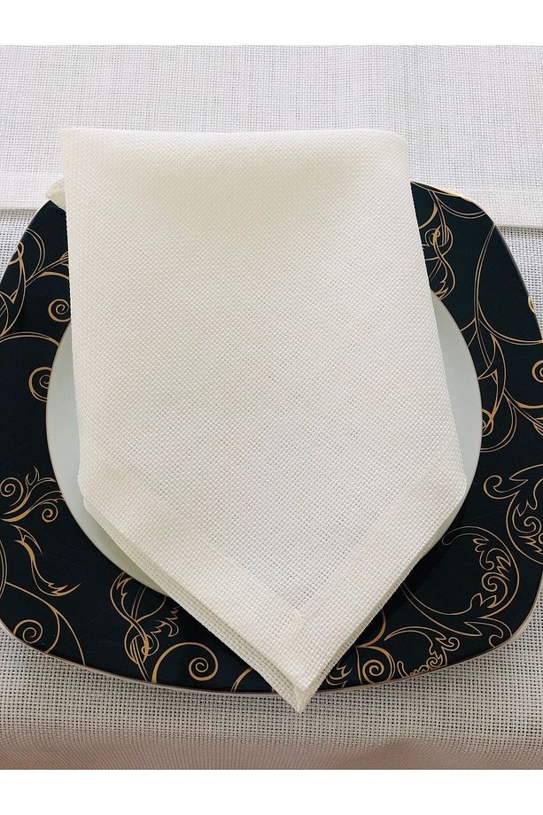 12 Kişilik Işlenebilir Linen Kumaş Masa Örtüsü Takımı - 3