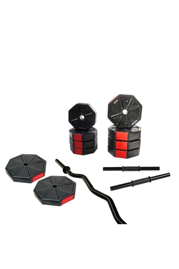 30 Kg Z Bar Ve Dambıl Seti Dambıl - Dumbell - Ağırlık - Halter Set (KIRMIZI KAPAKLI) - 1