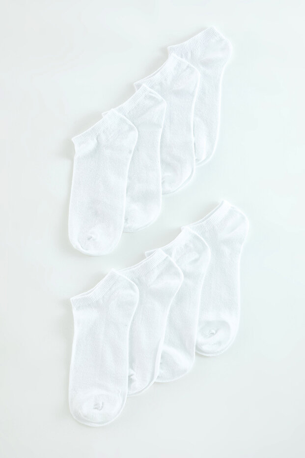 Beyaz Unisex 8'li Pamuklu Patik Çorap TEDAW25CO00005 - 2