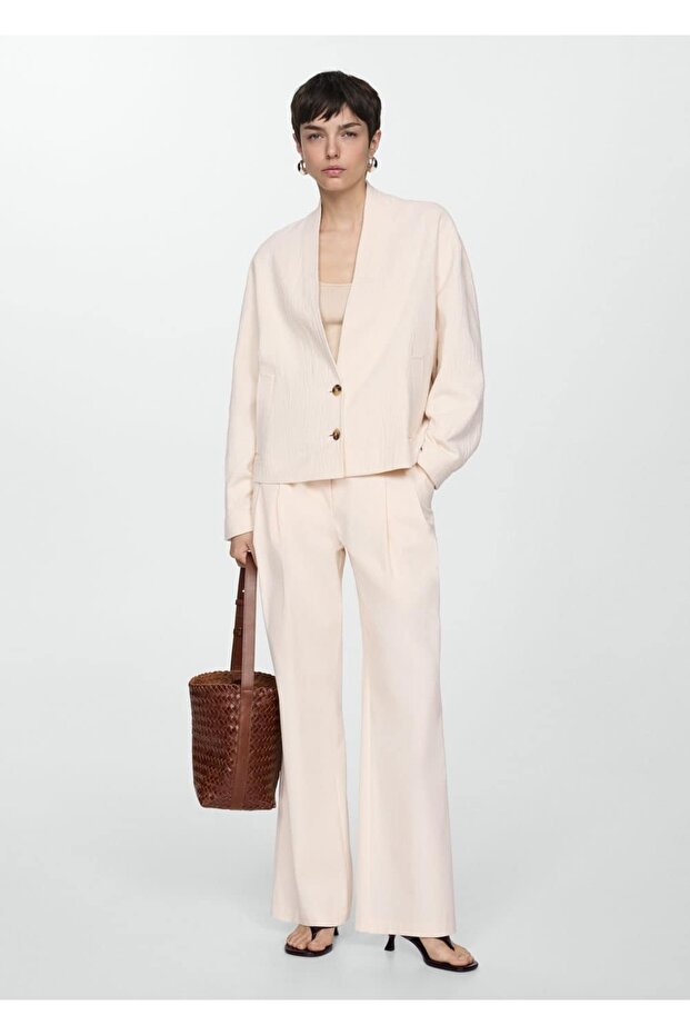 V Yakalı Pamuklu Ceket - 2