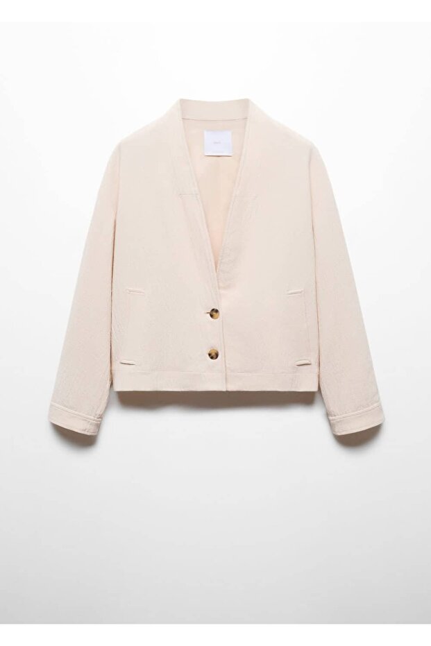 V Yakalı Pamuklu Ceket - 3