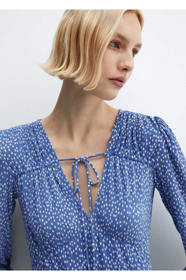 فستان منقوش بفيونكة - 5