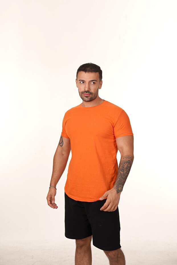 Turuncu Slim Fit Basic T-SHİRT TB - 1