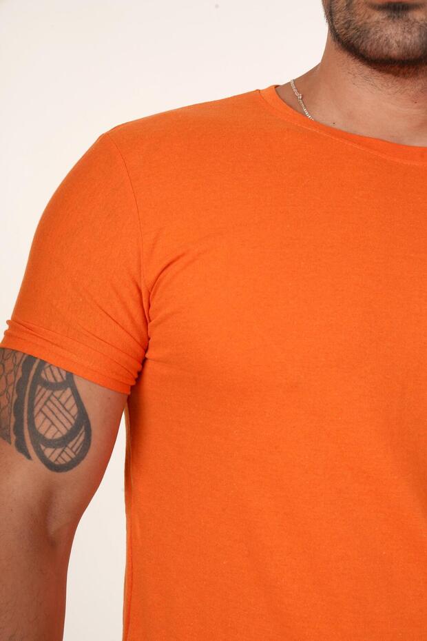 Turuncu Slim Fit Basic T-SHİRT TB - 4
