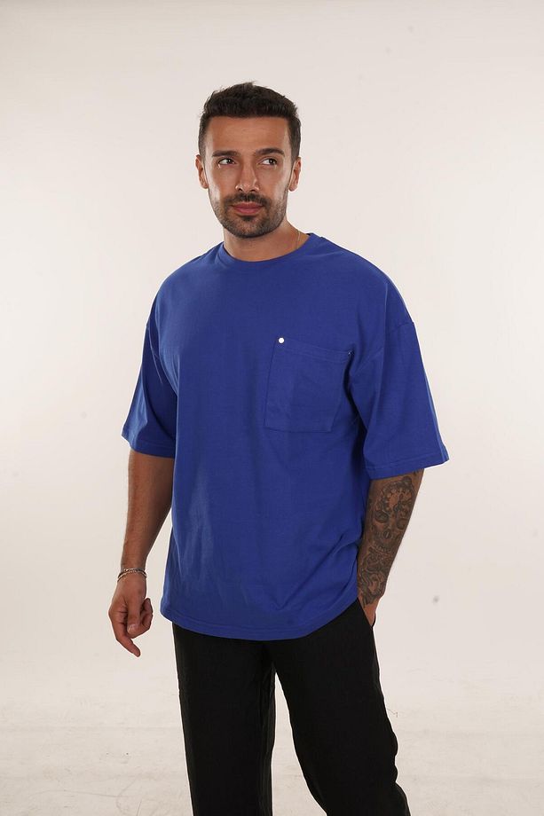 Saks Yüksek Kalite Care About Baskılı Oversize T-SHİRT VMS 40449 - 3