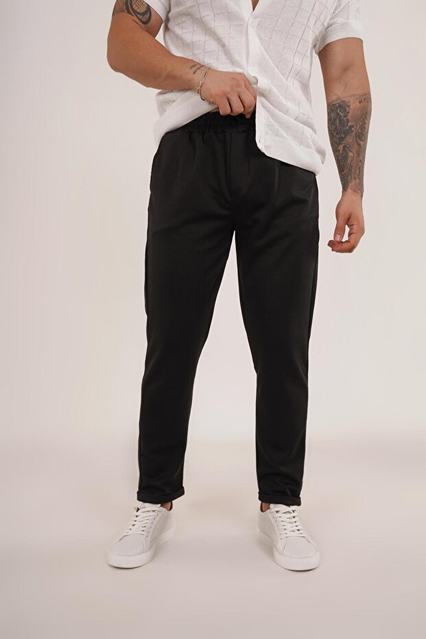 Siyah Diagonel Bel Lastik Pant Tk - 4