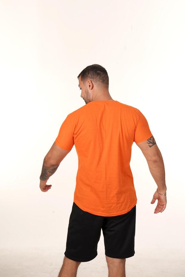 Turuncu Slim Fit Basic T-SHİRT TB - 2