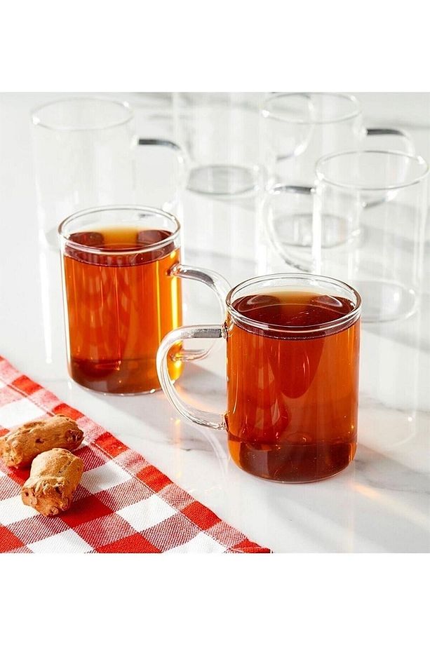 Cam Bardak Kupa Seti Ince Borosilikat Isıya Dayanıklı Çay Kahve Bardağı Kulplu 6 Adet 200 ml - 4
