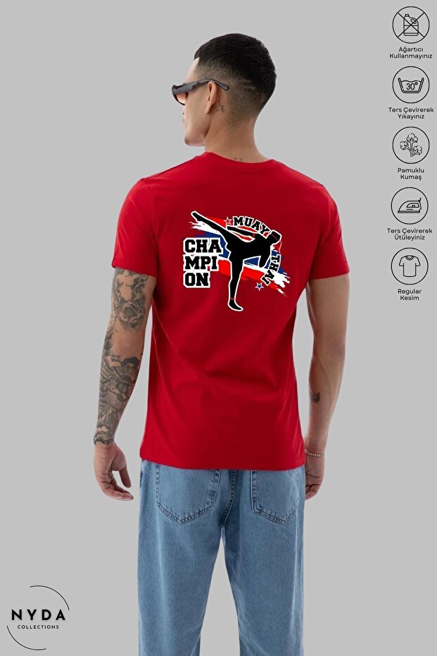 Unisex Oversize Crew Neck Cotton Muay Thai Printed Short Sleeve T-Shirt