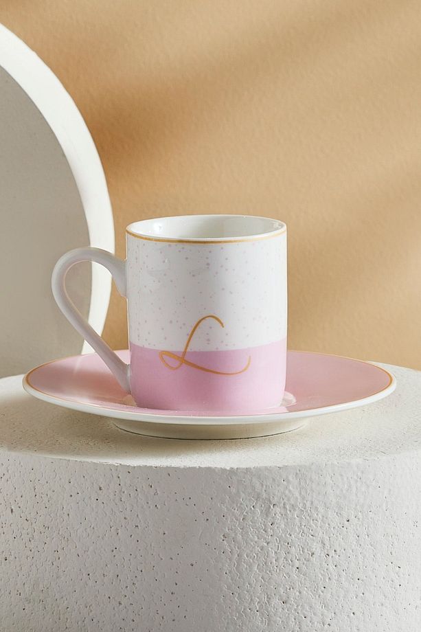 L Harfli Tek Kişilik Porselen Kahve Fincanı 100 ml - 1