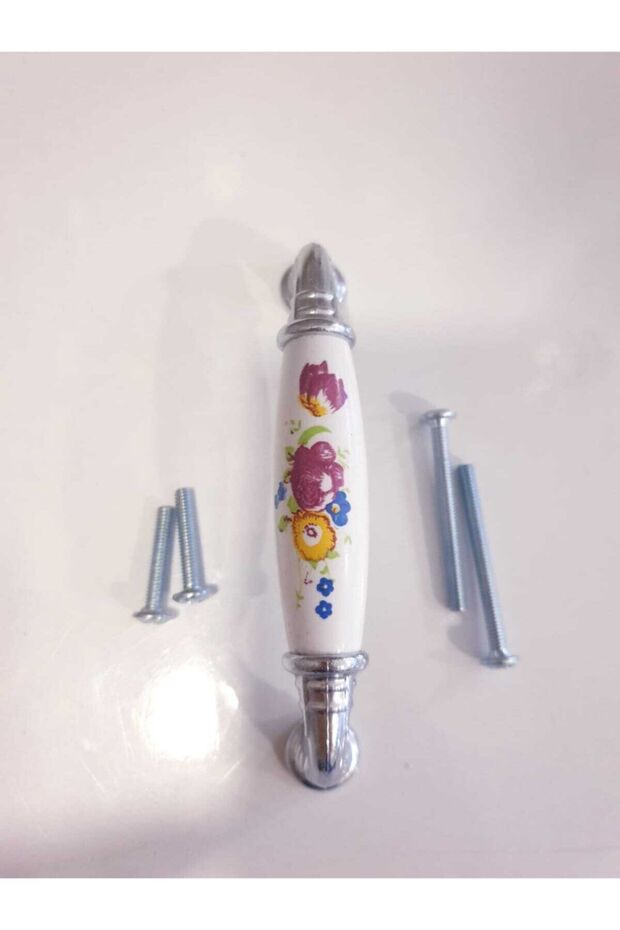 Silver Floral Porcelain Handle 96mm