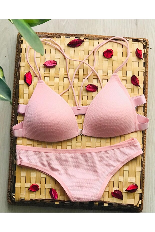 Önden Açmalı Arkası Çapraz İp Sütyen Takımı. - 2