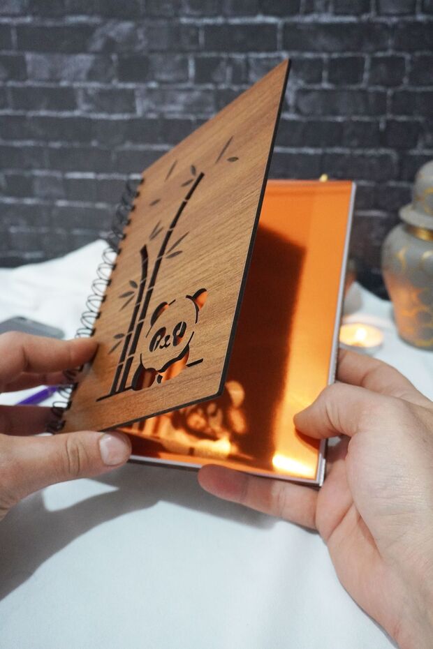 Panda Patterned A5 Spiraled Unlined Notebook - Gift - 2