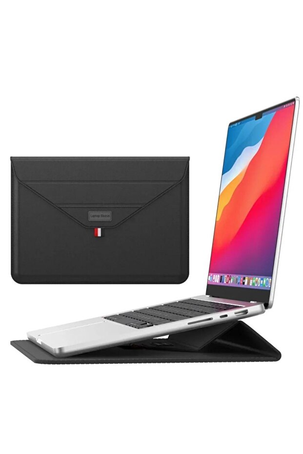 حقيبة حمل بتصميم جلدي متوافقة مع ماك بوك برو 14 بوصة M3 / M3 Pro / M3 Max A2992 مع حامل