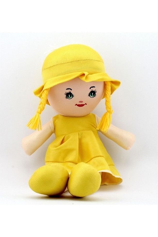 Sarı Elbiseli 50 cm Bez Bebek - 2