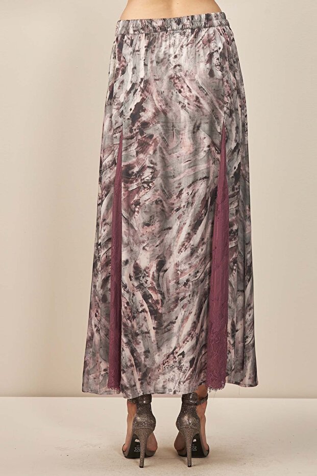 Gray Patterned Flared Skirt - 6