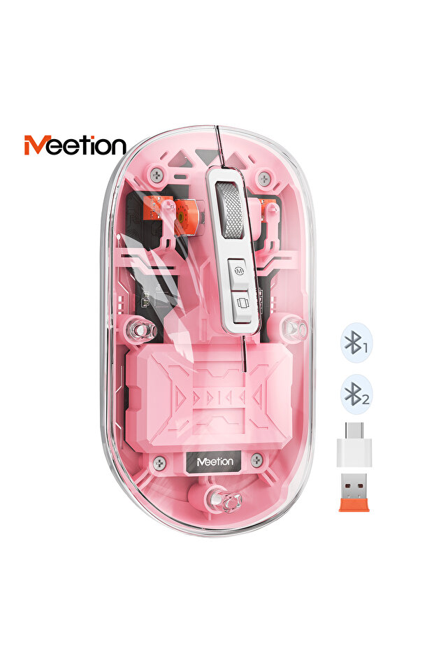 | BTM005 | Saydam Ofis Mouse | 2.4G Kablosuz + Çift Bluetooth | Sessiz Tıklama | 2400 DPI (Pembe) - 1