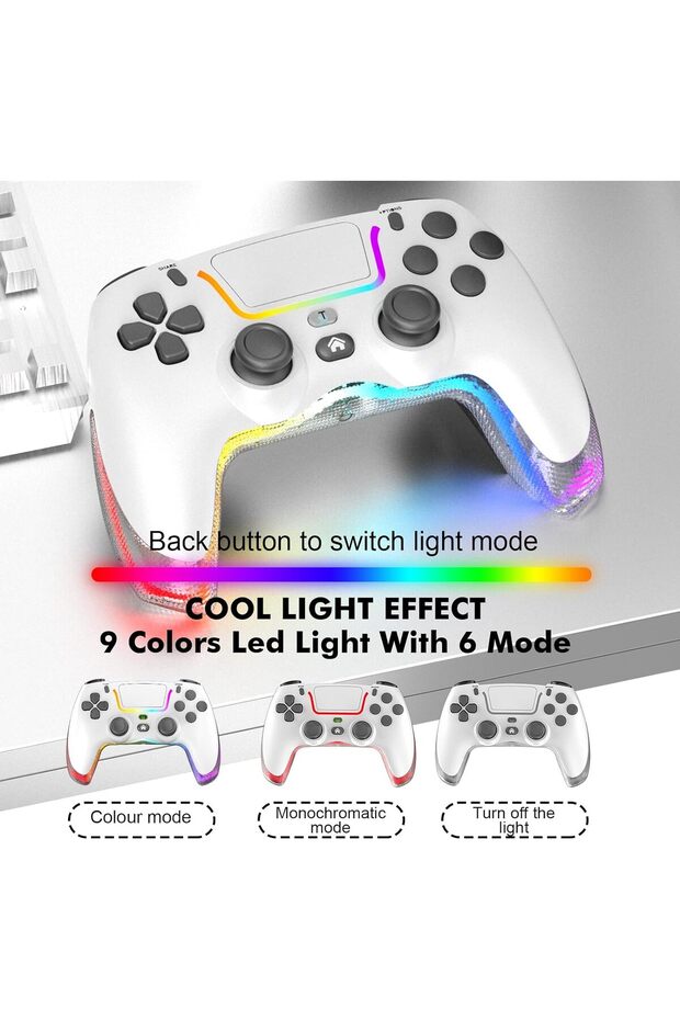 P07 kablosuz oyun PS4 IOS/Android/PC RGB Bluetooth konsolu Gamepad - 4