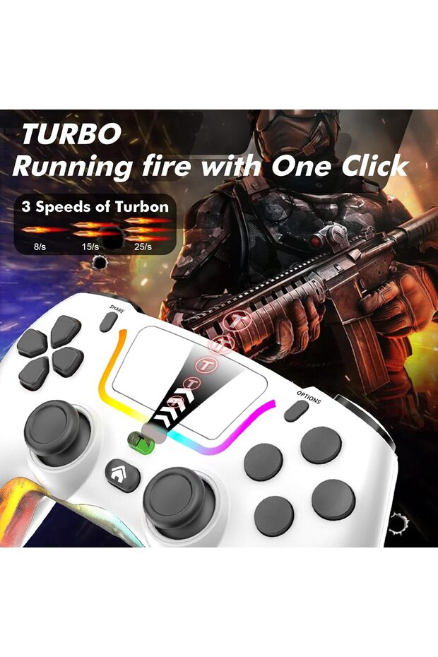 P07 kablosuz oyun PS4 IOS/Android/PC RGB Bluetooth konsolu Gamepad - 6