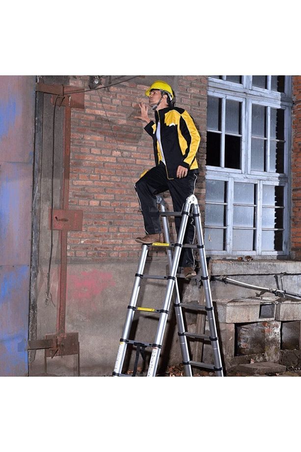 Çift Yönlü Alüminyum Teleskopik Merdiven | 7+7 Basamak - 4.4 Metre - 2
