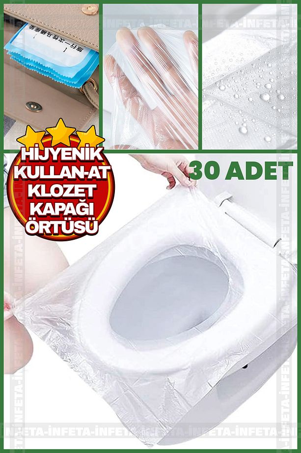 Klozet Kapak Örtüsü Pratik Kullanımlı Hijyenik Klozet Kapağı Poşeti 30 Adet - 1