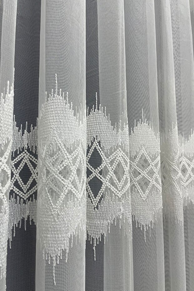 Paris Zigzag Patterned Tulle Curtain (Without Pleat) - 3