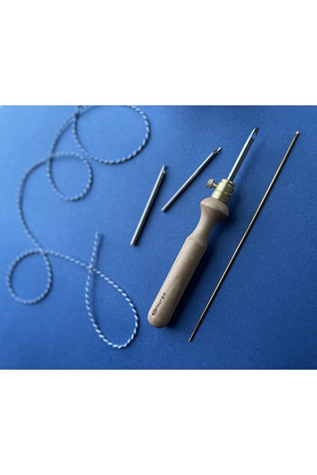 Nurge Wooden Handle Special Punch Needle for Thick Embroidery 3 Separate Thick Needle Tips