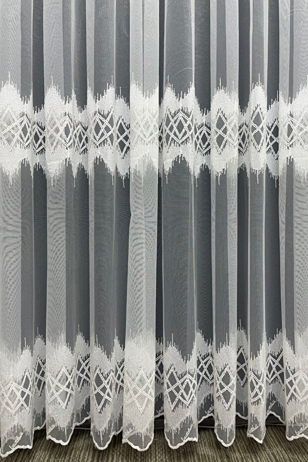 Paris Zigzag Patterned Tulle Curtain (Without Pleat) - 5