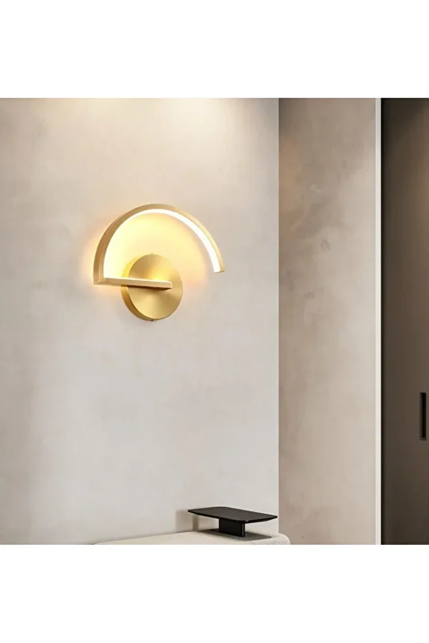 Modern Pilli Aplik Tak Çalıştır Kablosuz Ledli Aplik Eskitme Gold Sarı Pil Dahildir - 2