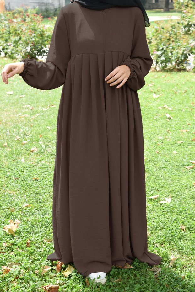 Hijab Hajj Umrah Ramadan Pleated Zippered Airobion Fabric Hijab Ferace Dress