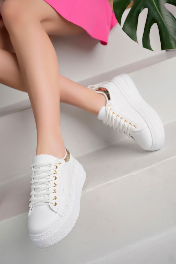 Kadın Kalın Tabanlı Casual Bağcıklı Spor Ayakkabı Sneaker Yürüyüş Ayakkabı Günlük Ayakkabı - 1