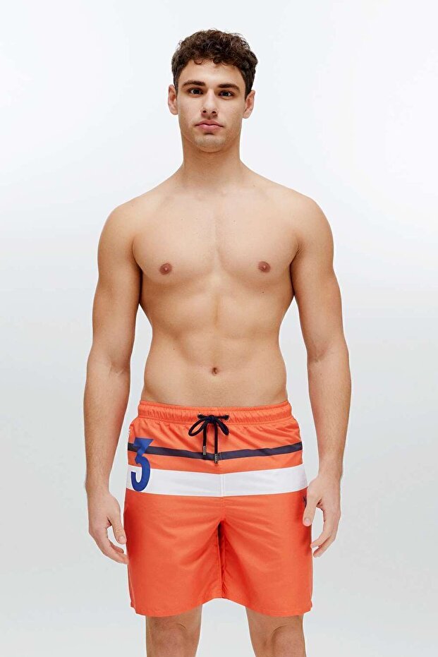 Men's Orange Long Sea Shorts 22003