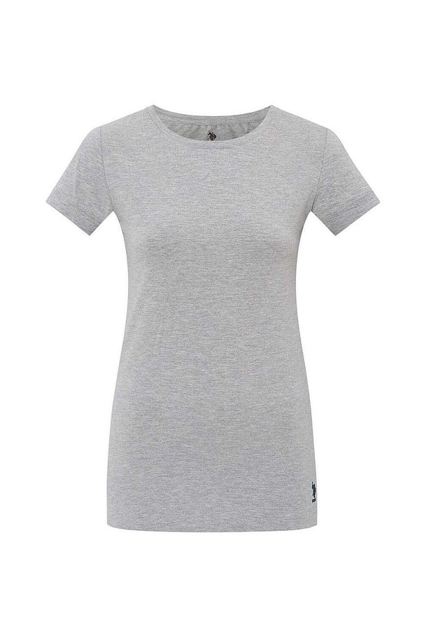 U.S. Polo Assn. Kadın Gri Melanj Kısa Kollu Yuvarlak Yaka T-Shirt - 2
