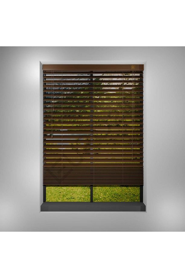 Ahşap Jaluzi Perde Manuel İp Kontrollü 50 mm %100  Ahşap CEVİZ Renk - 3