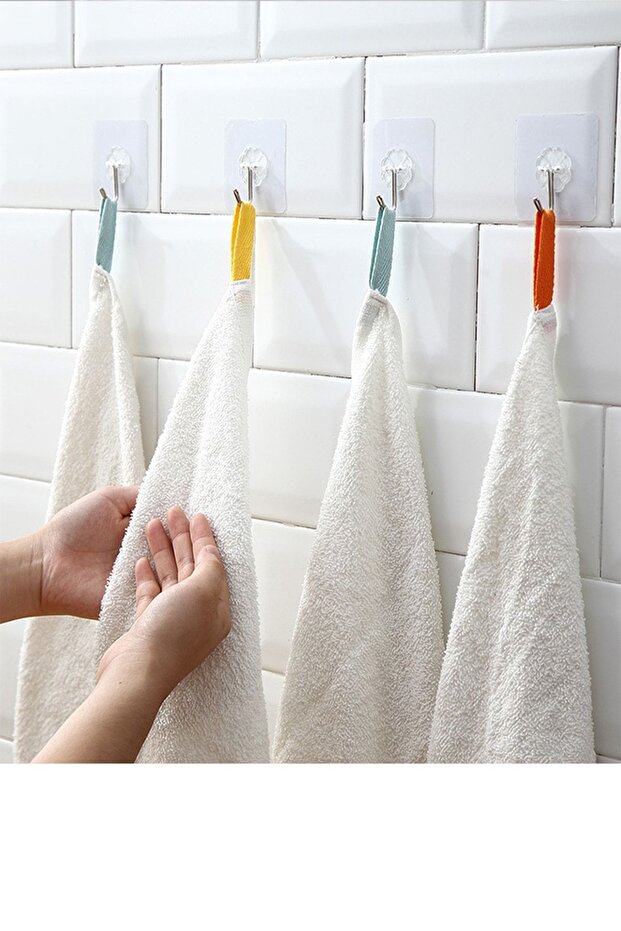 8'li Çok Amaçlı Güçlü Yapışkanlı Şeffaf Askılık Banyo Mutfak Wc Kapı Dolap 180 Açıya Sahip Askılık - 5