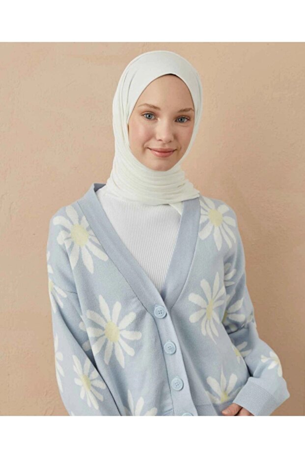 شال قطن ممشط باللون الأبيض - 2