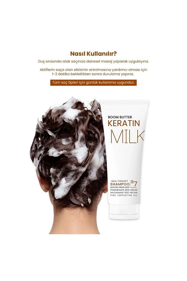 BOOM BUTTER Multifonksiyonel (7 AKTİF) Keratin Milk Şampuan 250 ml - 5