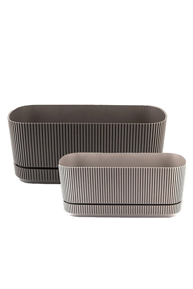 Pera 2 Boy Uzun Saksı Seti Karasu Plastik Balkon Saksısı Set - 1