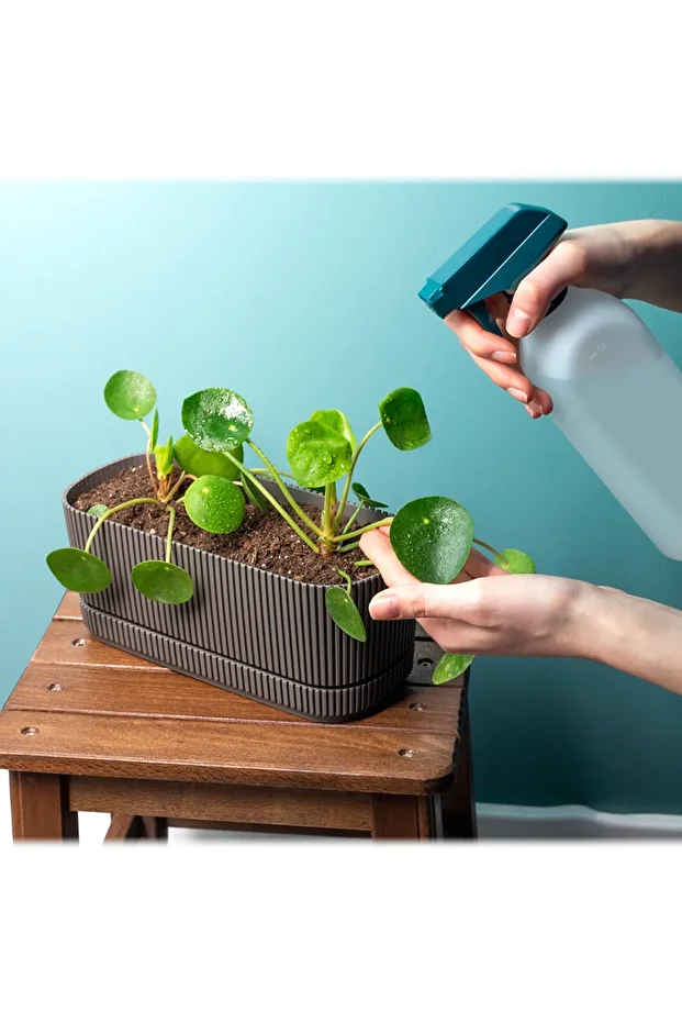 Pera 2 Boy Uzun Saksı Seti Karasu Plastik Balkon Saksısı Set - 4