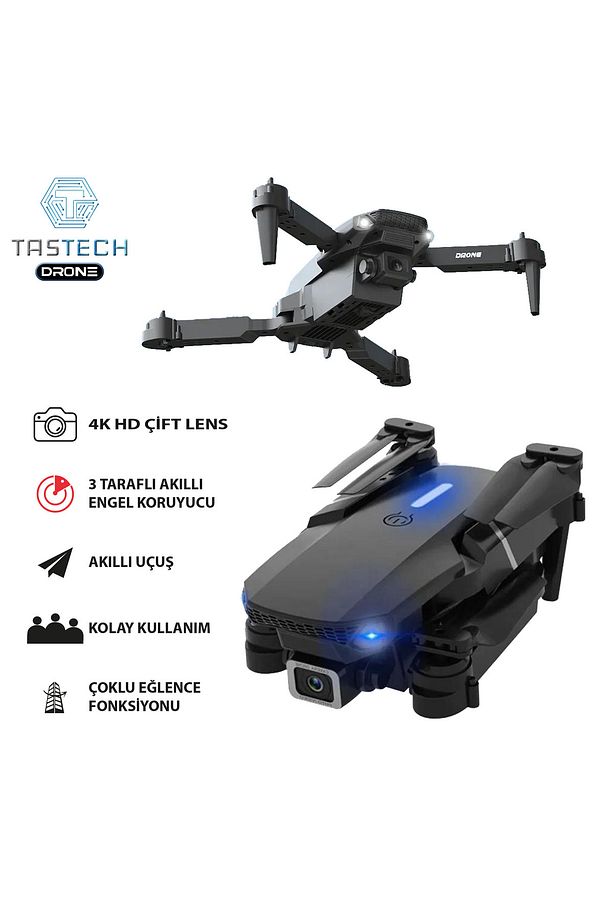 Çift Kameralı Drone Led Işıklı Wifi App Ve Uzaktan Kumanda Kontrollü Quadcopter Katlanabilir Şarjlı - 2